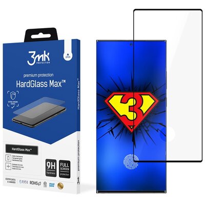 Szkło hartowane 3MK HardGlass Max do Samsung Galaxy S22 Ultra Czarny