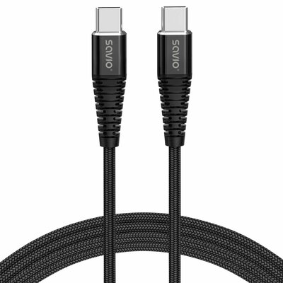 Kabel USB-C - USB-C SAVIO 100W 2 m Czarny