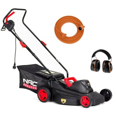 Kosiarka elektryczna NAC MEX40-E18-S 1800W + Przedłużacz ACAR M01808 (30 m) + Nauszniki przeciwhałasowe NEO 97-563