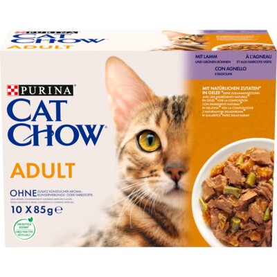 Karma dla kota CAT CHOW Adult Jagnięcina z zieloną fasolką 10 x 85 g
