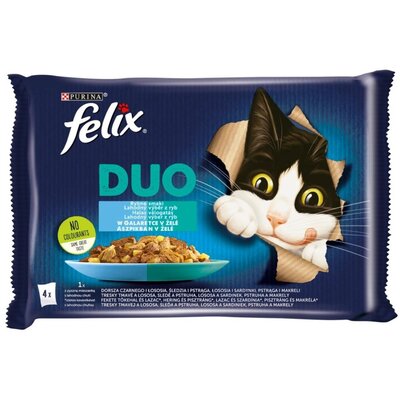 Karma dla kota FELIX Fantastic Duo Rybne Smaki w galaretce (4 x 85 g)