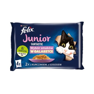 Karma dla kota FELIX Fantastic Junior Kurczak i Łosoś w galaretce (4 x 85 g)