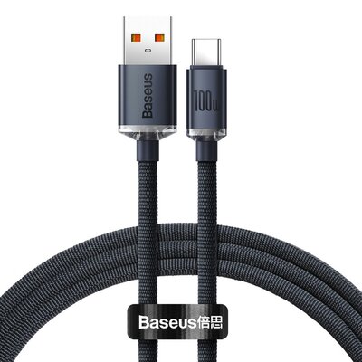 Kabel USB - USB-C BASEUS Crystal Shine 100W 1.2 m Czarny