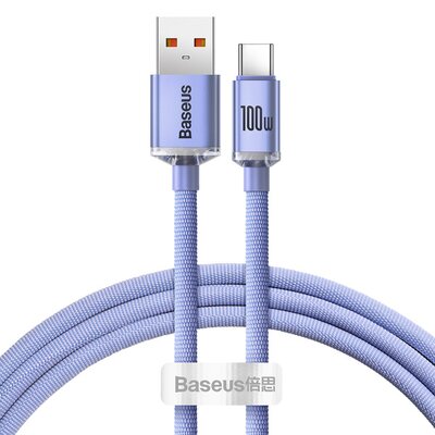 Kabel USB - USB-C BASEUS Crystal Shine 100W 1.2 m Fioletowy
