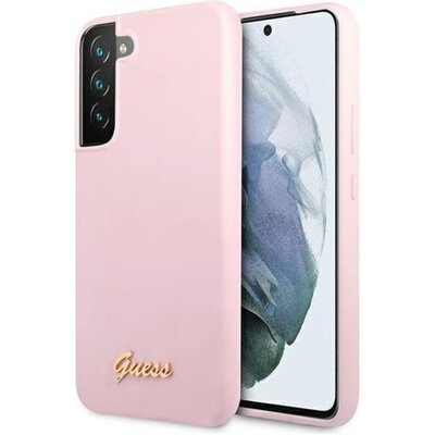 Etui GUESS Silicone Script Metal Logo do Samsung Galaxy S22+ Różowy