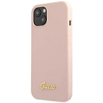 Etui GUESS Silicone Script z MagSafe do Apple iPhone 13 Różowy