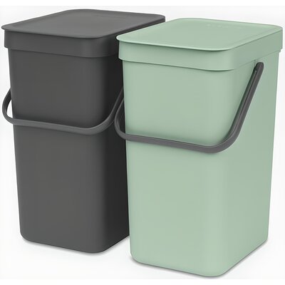 Kosze na śmieci uchylny BRABANTIA Sort & Go 214462 do segregacji, do zawieszenia 2x16L Szary, Zielony