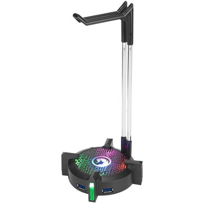 Stojak na słuchawki MARVO HZ-04 Wbudowany HUB USB, Wysokość 255 mm