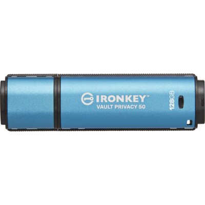Pendrive KINGSTON IronKey Vault Privacy 50 128GB, USB 3.2 Gen. 1 (USB 3.0), Odczyt 250 Mb/s, Zapis 180 Mb/s Niebieski