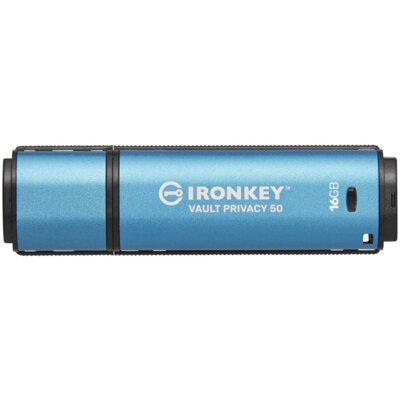Pendrive KINGSTON IronKey Vault Privacy 50 16GB, USB 3.2 Gen. 1 (USB 3.0), Odczyt 250 Mb/s, Zapis 180 Mb/s Niebieski