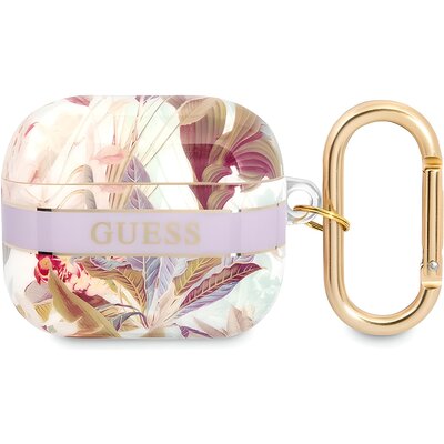 Etui na słuchawki GUESS Flower Strap do Apple AirPods 3 gen Fioletowy