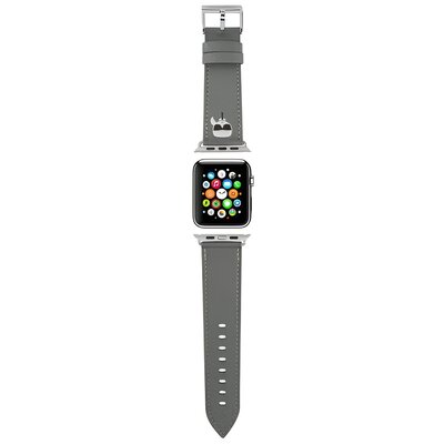 Pasek KARL LAGERFELD Ikonik Saffiano Karl's Head do Apple Watch do koperty 38/40/41mm Srebrny