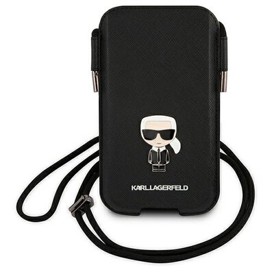 Etui KARL LAGERFELD Saffiano Ikonik Karl's do Apple iPhone Czarny