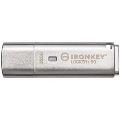 Pendrive KINGSTON IronKey Locker+ 50 32GB, USB 3.2 Gen. 1 (USB 3.0), Odczyt 145 Mb/s, Zapis 115 Mb/s Srebrny