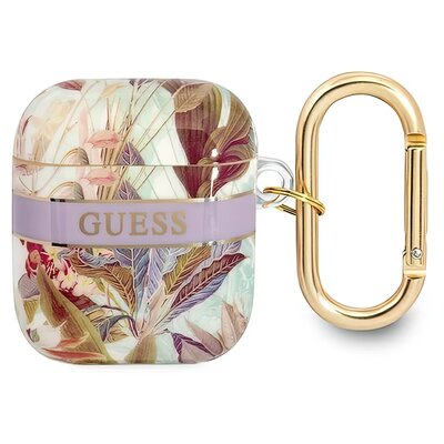 Etui na słuchawki GUESS Flower Strap do Apple AirPods Fioletowy