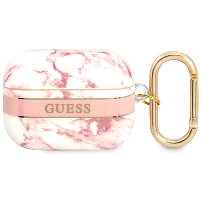 Etui na słuchawki GUESS Marble Strap do Apple AirPods Pro Różowy