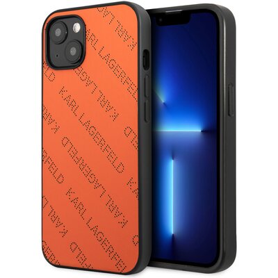 Etui KARL LAGERFELD Perforated Allover do Apple iPhone 13 Mini Pomarańczowy