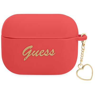 Etui na słuchawki GUESS Silicone Charm Heart Collection Czerwony