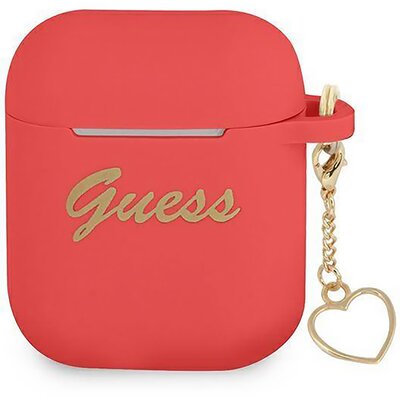 Etui na słuchawki GUESS Silicone Charm Heart Collection do Apple AirPods Czerwony