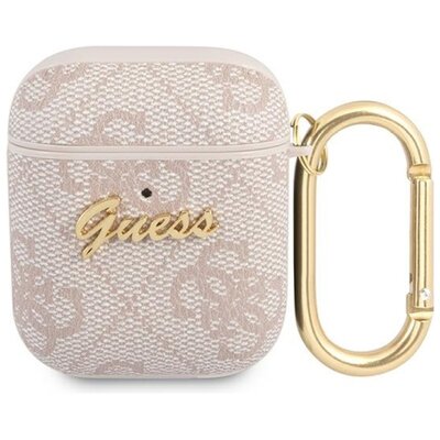 Etui na słuchawki GUESS 4G Script Metal Collection do Apple AirPods 1/2 Różowy