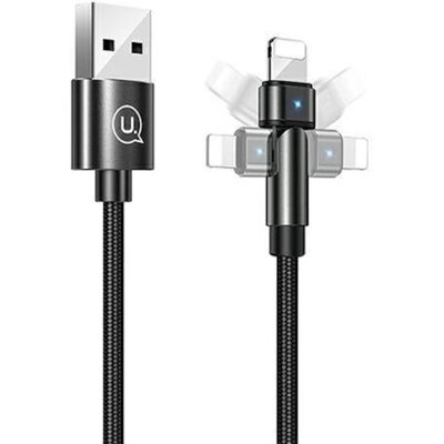 Kabel obrotowy USB - Lightning USAMS U60 2A 1 m Czarny