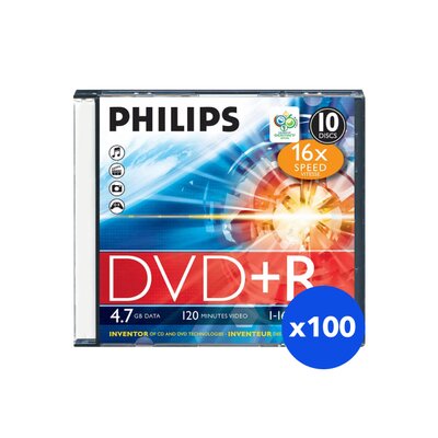 Płyta PHILIPS DVD+R 4.7 GB Slim (100 sztuk)