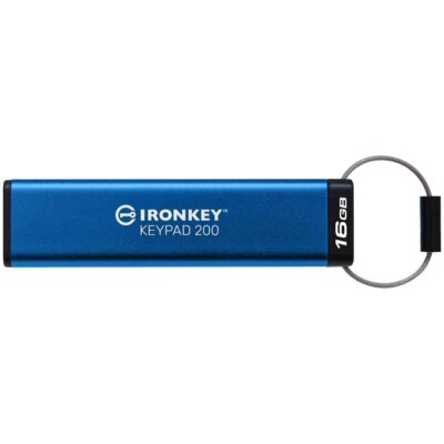 Pendrive KINGSTON IronKey Keypad 200 16GB, USB 3.2 Gen. 1 (USB 3.0), Odczyt 145 Mb/s, Zapis 115 Mb/s Niebieski