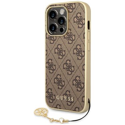 Etui GUESS 4G Charms Collection do Apple iPhone 14 Pro Brązowy