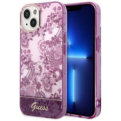 Etui GUESS Porcelain Collection do Apple iPhone 14 Plus/15 Plus Fuksja