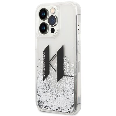 Zdjęcia - Etui Karl Lagerfeld   Liquid Glitter Big KL do Apple iPhone 14 Pro Max Srebr 