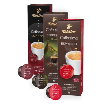 Kapsułki TCHIBO Espresso Brasil Beleza, Espresso Elegant Aroma, Espresso Intense Aroma 3 x 10 szt.