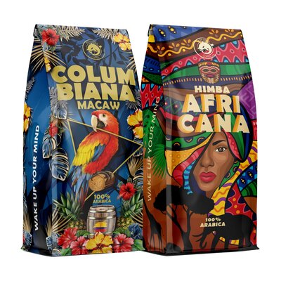 Kawa ziarnista BLUE ORCA COFFEE Africana Himba 1 kg + Kawa ziarnista BLUE ORCA COFFEE Columbiana Macaw 1 kg