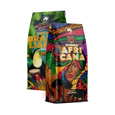 Kawa ziarnista BLUE ORCA COFFEE Brazilliana Toucano 1 kg + Kawa ziarnista BLUE ORCA COFFEE Africana Himba 1 kg