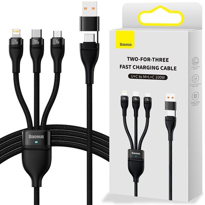Фото - Кабель BASEUS Kabel USB/USB-C - Micro USB/USB-C/Lightning  Flash Series 3w1 100W 1 