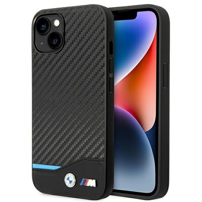Etui BMW Leather Carbon do Apple iPhone 14 Plus Czarny