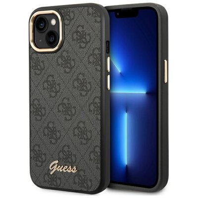 Etui GUESS 4G Vintage Gold Logo do Apple iPhone 14 Plus Czarny