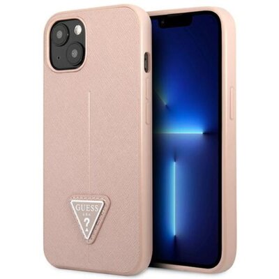 Etui GUESS Saffiano Triangle Logo do Apple iPhone 14 Plus/15 Plus Różowy