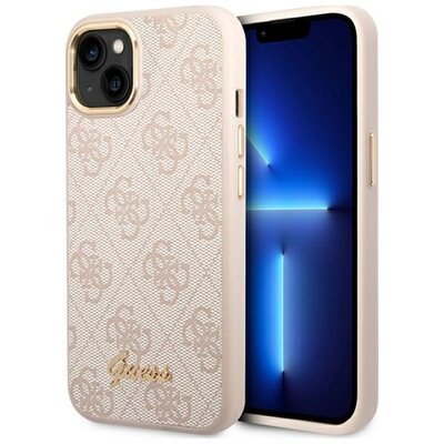 Etui GUESS 4G Vintage Gold Logo do Apple iPhone 14 Różowy