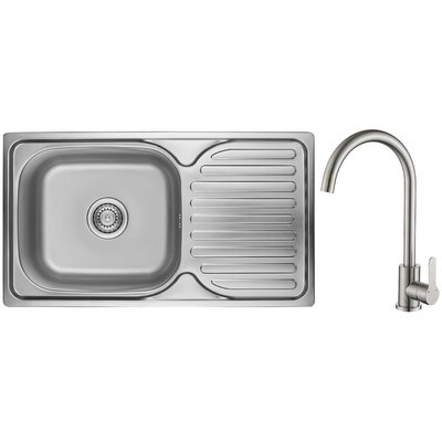 Zlewozmywak jednokomorowy z ociekaczem KUCHINOX Orion SKOB011T Stalowy 42x76 + bateria BMK268K