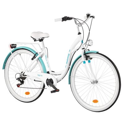Rower miejski INDIANA Moena S7B 28 cali damski Biało-lazurowy 2025