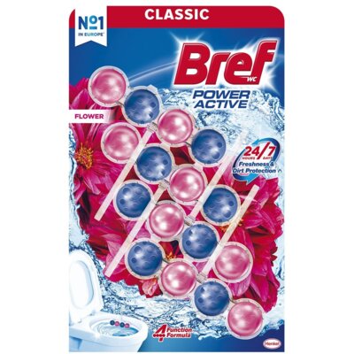 Kostka do WC BREF Power Aktiv Świeże kwiaty 4x50g