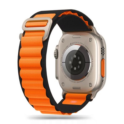 Pasek TECH-PROTECT Nylon Pro do Apple Watch 8/9/10/11/SE z serii 1/2/3/ULTRA z serii 1/2/3 (44/45/46/49 mm) Czarno-pomarańczowy
