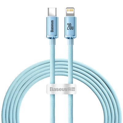 Kabel USB Typ-C - Lightning BASEUS Crystal Shine 2.4A 20W 1.2 m Jasno-niebieski