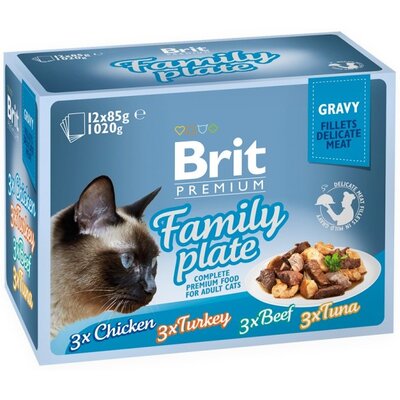 Karma dla kota BRIT Premium Family Plate Mix smaków (12 x 85 g)
