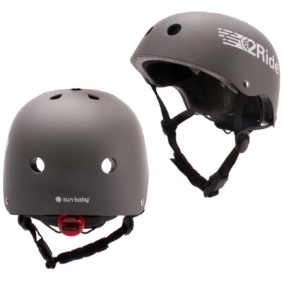 Kask SUN BABY Tracker Love 2 Ride Szary dla Dzieci z lampką (rozmiar S)