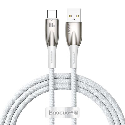 Kabel USB - USB Typ-C BASEUS Glimmer 100W 1 m Biały