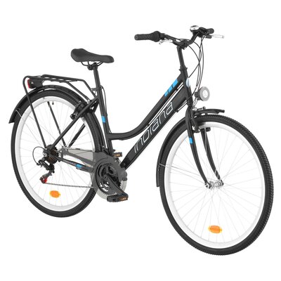 Rower miejski INDIANA Trekker 21B 28 cali damski Czarno-niebieski