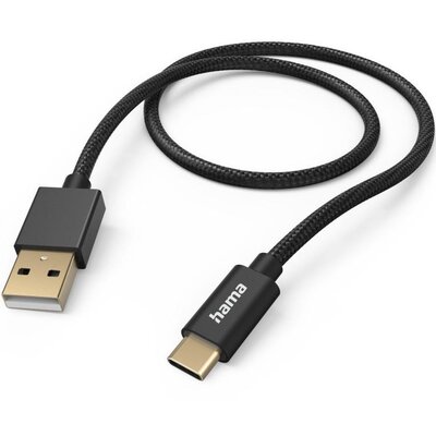 Kabel USB - USB-C HAMA Fabric 1.5 m Czarny