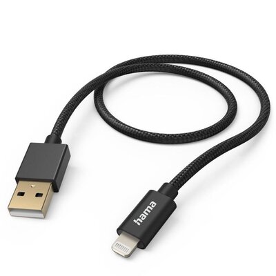 Kabel USB - Lightning HAMA Fabric 1.5 m Czarny