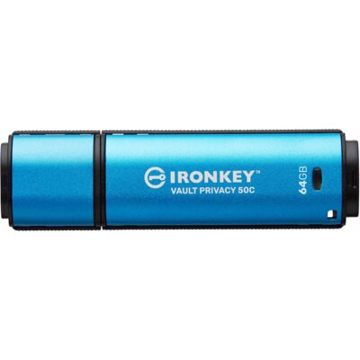 Pendrive KINGSTON IronKey Vault Privacy 50 64GB, USB-C, Odczyt 250 Mb/s, Zapis 180 Mb/s Niebieski